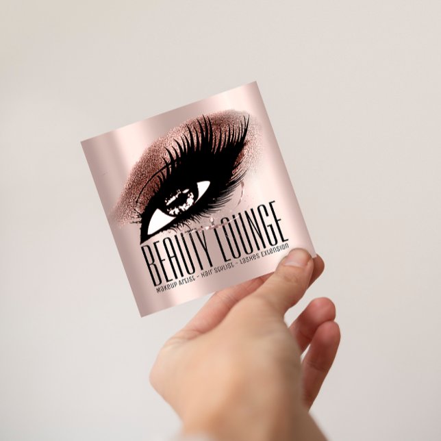 Tarjeta De Visita Cuadrada Artista de maquillaje Hair Eyelash Lux Profesional (Makeup Artist Hair Eyelash Lux Rose Professional Square Business Card)