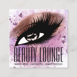 Tarjeta De Visita Cuadrada Artista de maquillaje Hair Eyelash Purpurina Pince