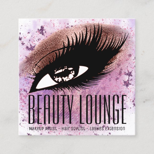 Tarjeta De Visita Cuadrada Artista de maquillaje Hair Eyelash Purpurina Pince (Anverso)