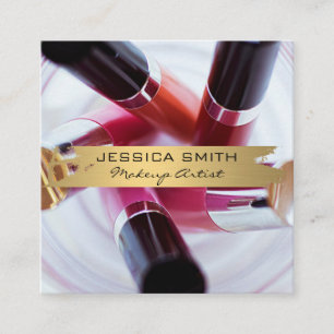 Tarjeta De Visita Cuadrada Artista de maquillaje   Herramientas de uñas y maq