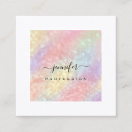 Tarjeta De Visita Cuadrada Artista de maquillaje holográfico White Media