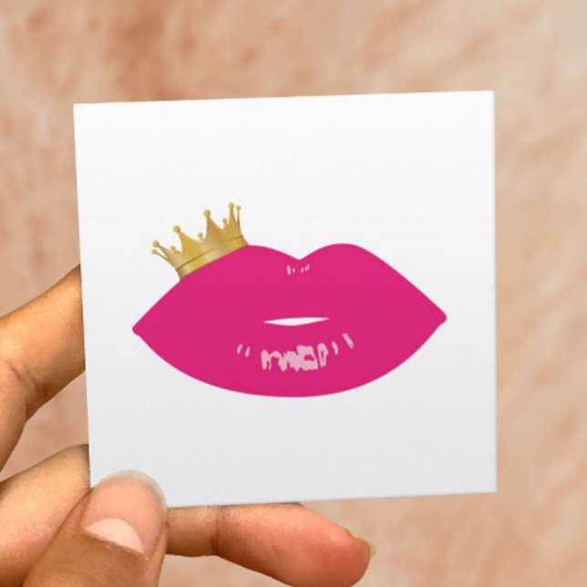 Tarjeta De Visita Cuadrada Artista de maquillaje Labios Rosa Salón de Belleza (Subido por el creador)