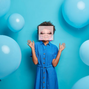 Tarjeta De Visita Cuadrada Artista de maquillaje Lash ocular Purpurina Polvo 