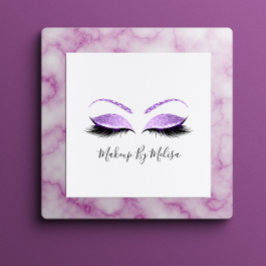 Tarjeta De Visita Cuadrada Artista de maquillaje Lazas Extensión Violeta Púrp