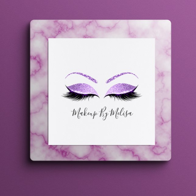 Tarjeta De Visita Cuadrada Artista de maquillaje Lazas Extensión Violeta Púrp (Subido por el creador)