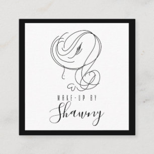 Tarjeta De Visita Cuadrada Artista de maquillaje Línea femenina de arte mano