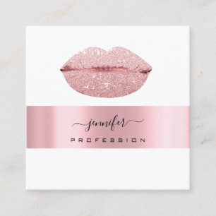 Tarjeta De Visita Cuadrada Artista de maquillaje LIPS de Rosa Girona Blanca