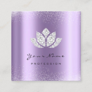 Tarjeta De Visita Cuadrada Artista de maquillaje Lotus Mandala Diamante Viole
