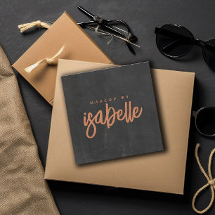 Tarjeta De Visita Cuadrada Artista de maquillaje minimalista guión de cobre n