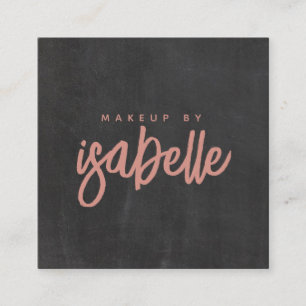 Tarjeta De Visita Cuadrada Artista de maquillaje minimalista guión rosa oscur