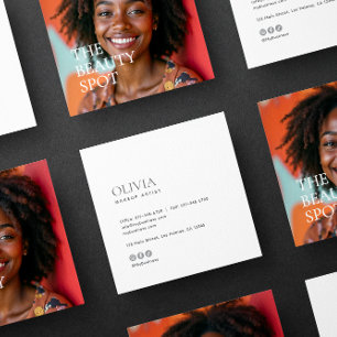Tarjeta De Visita Cuadrada Artista de Maquillaje Minimalista Moderno para Fot