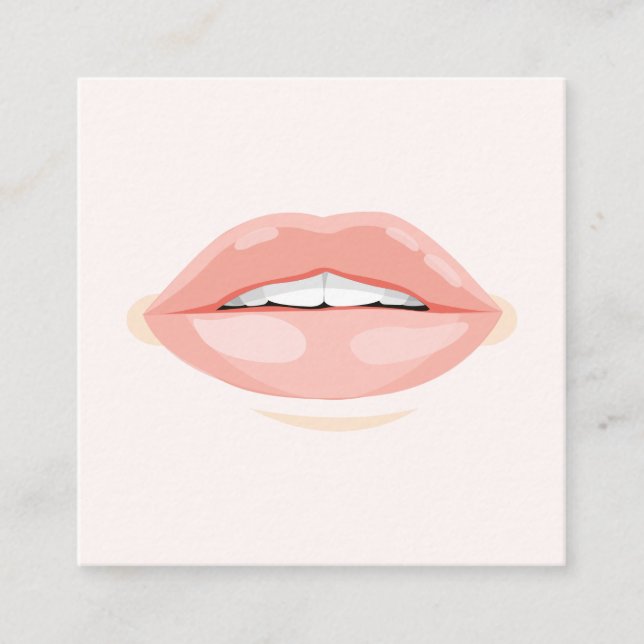 Tarjeta De Visita Cuadrada Artista de maquillaje moderno cosmetólogo de labio (Anverso)