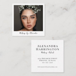 Tarjeta De Visita Cuadrada Artista de Maquillaje Moderno Foto Elegante Script
