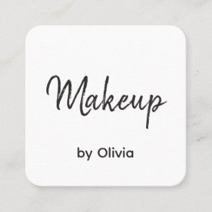Tarjeta De Visita Cuadrada Artista de Maquillaje Negro Blanco Moderno