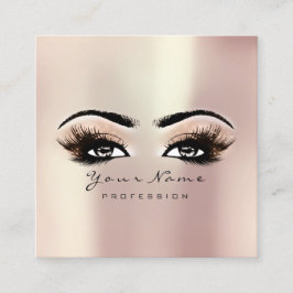 Tarjeta De Visita Cuadrada Artista de maquillaje Ojo azota Rosa Plaza Rosa