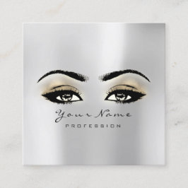 Tarjeta De Visita Cuadrada Artista de maquillaje Ojo De Lash Gray Gold Square
