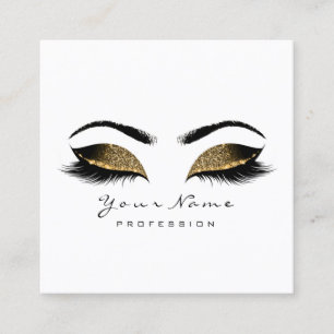 Tarjeta De Visita Cuadrada Artista de maquillaje Ojo Lash Blanco Purpurina Ce