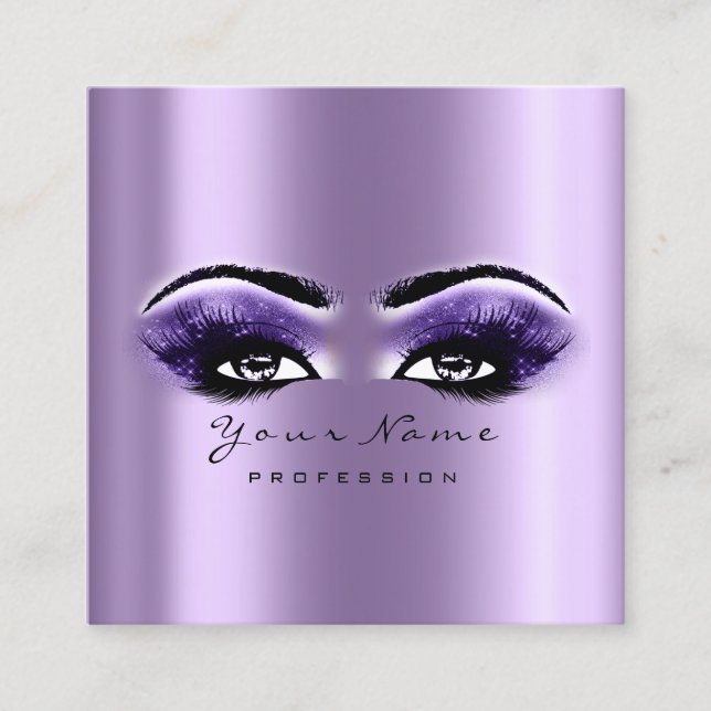 Tarjeta De Visita Cuadrada Artista De Maquillaje Ojo Lash Violeta Púrpura (Anverso)