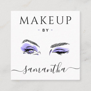 Tarjeta De Visita Cuadrada Artista de maquillaje Ojo Púrpura Negrita Medios S