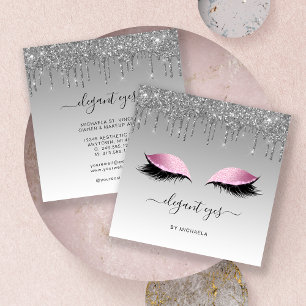 Tarjeta De Visita Cuadrada Artista de Maquillaje Ojos Brillantes Goteo Rosa P