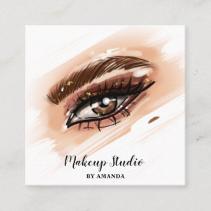 Tarjeta De Visita Cuadrada Artista de maquillaje Ojos Marrones Largos latigaz