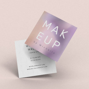 Tarjeta De Visita Cuadrada Artista de Maquillaje Ombre Metálico Moderno