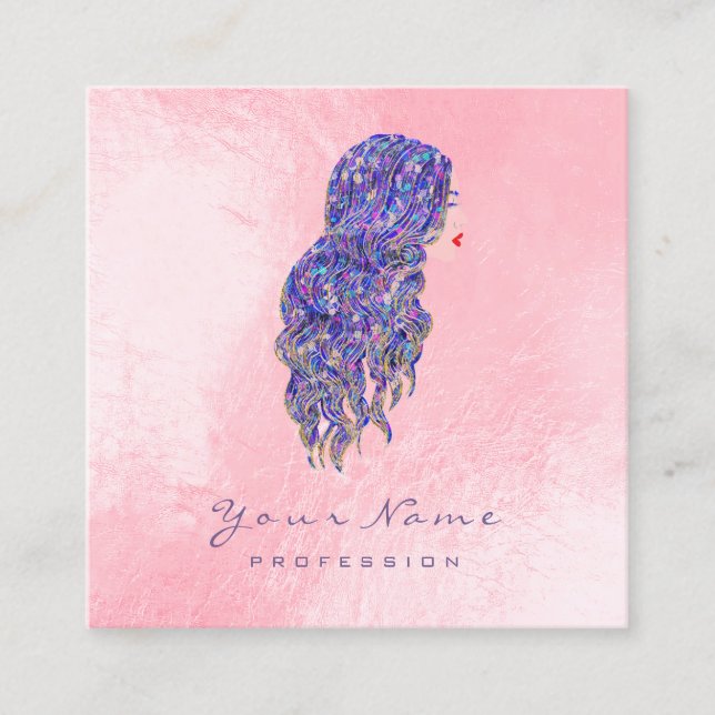 Tarjeta De Visita Cuadrada Artista de maquillaje peluquero golpea plaza de si (Anverso)