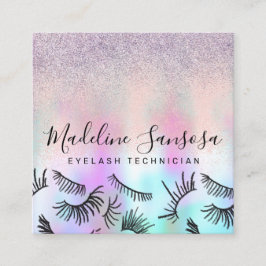 Tarjeta De Visita Cuadrada Artista de Maquillaje Pestañas Técnicas de Pestaña