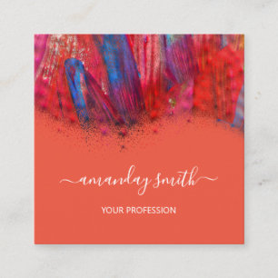Tarjeta De Visita Cuadrada Artista de maquillaje profesional: Ataques abstrac