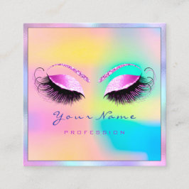Tarjeta De Visita Cuadrada Artista de maquillaje Profesional Eyeash Holograph