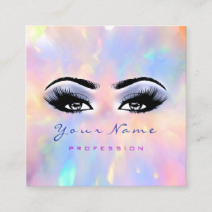 Tarjeta De Visita Cuadrada Artista de maquillaje Profesional Eyelash Blue Hol