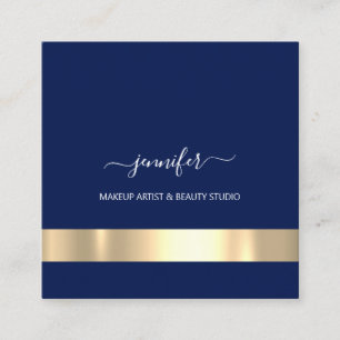 Tarjeta De Visita Cuadrada Artista de maquillaje profesional Marina Azul Mode