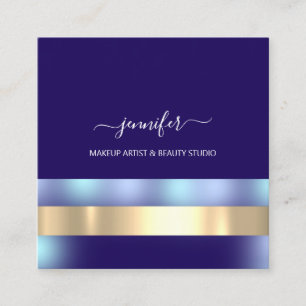 Tarjeta De Visita Cuadrada Artista de maquillaje profesional Ombre Azul Púrp
