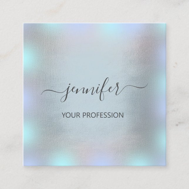 Tarjeta De Visita Cuadrada Artista de maquillaje profesional Ombre Azul Smoky (Anverso)