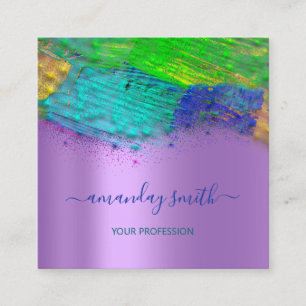 Tarjeta De Visita Cuadrada Artista de maquillaje profesional Resumen Material