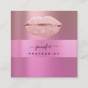 Tarjeta De Visita Cuadrada Artista de maquillaje profesional rosa Rosa Ips