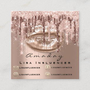 Tarjeta De Visita Cuadrada Artista de maquillaje profesionalDrips Lip social 