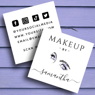 Tarjeta De Visita Cuadrada Artista de maquillaje Purple Eye Brow Social Media