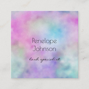 Tarjeta De Visita Cuadrada Artista de maquillaje Purple y Blue Elegact Resume