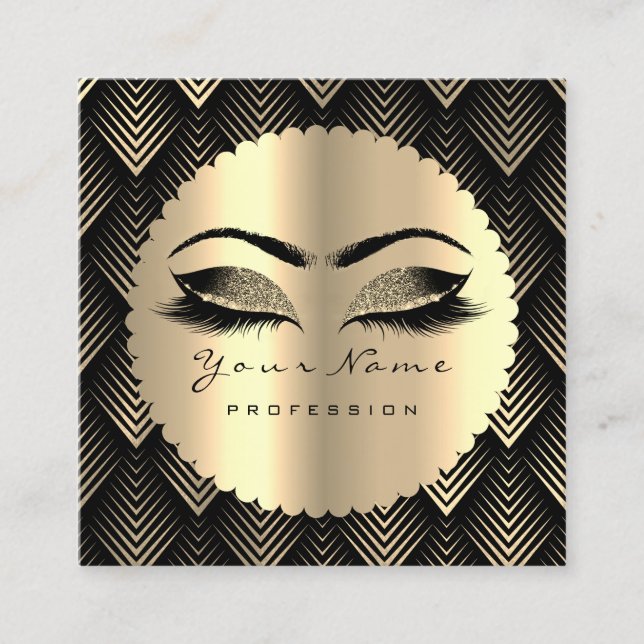 Tarjeta De Visita Cuadrada Artista de maquillaje Purpurina negro Sepia grita  (Anverso)