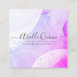 Tarjeta De Visita Cuadrada Artista de maquillaje Resumen Formas de acuarela