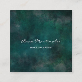 Tarjeta De Visita Cuadrada Artista de maquillaje Resumen Verde Azul