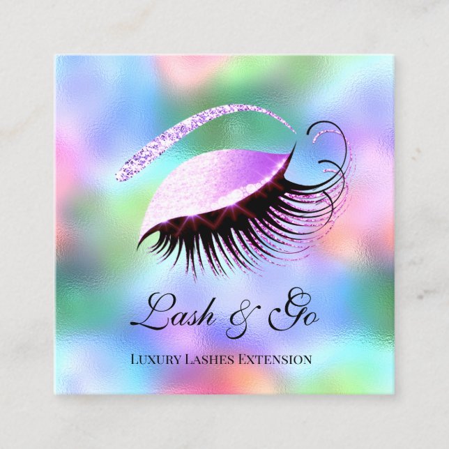Tarjeta De Visita Cuadrada Artista de maquillaje rosa Extensión de Eyelash Ho (Anverso)