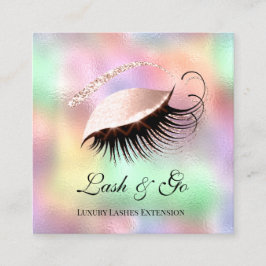 Tarjeta De Visita Cuadrada Artista de maquillaje rosa Extensión de Eyelash Ho