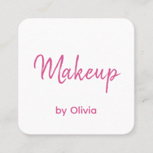 Tarjeta De Visita Cuadrada Artista de Maquillaje Rosa Simple Moderno