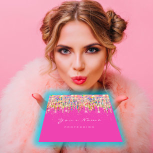 Tarjeta De Visita Cuadrada Artista de maquillaje Unicornio Hológrafo Negro U