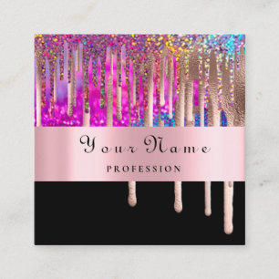 Tarjeta De Visita Cuadrada Artista de maquillaje Unicornio Holograph desliza 