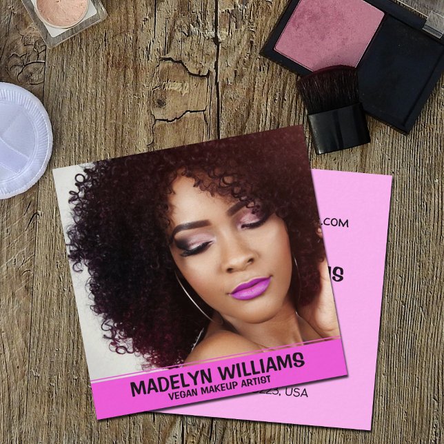 Tarjeta De Visita Cuadrada Artista de maquillaje vegano (Subido por el creador)