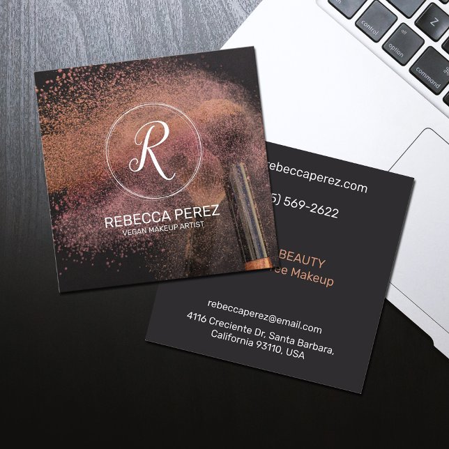 Tarjeta De Visita Cuadrada Artista de maquillaje vegano (Subido por el creador)