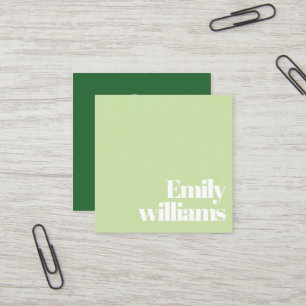 Tarjeta De Visita Cuadrada Artista de Maquillaje Verde Sage Minimalista Moder